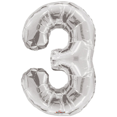 Balon folie cifra 3 argintiu 19645-34