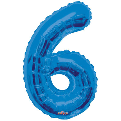 Foil balloon number 6 blue 19668-34