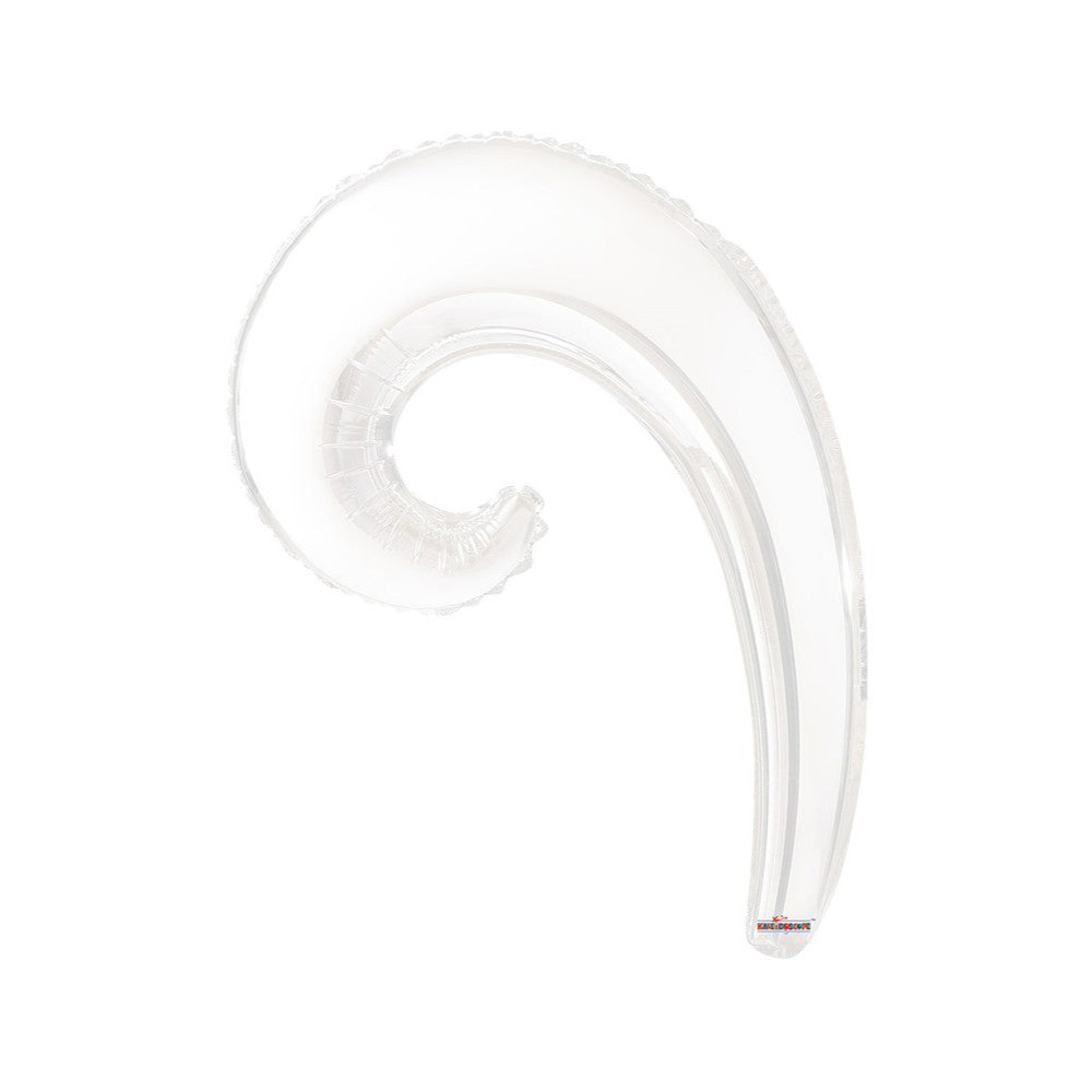 Foil Balloon 35cm Val Curly White 19933
