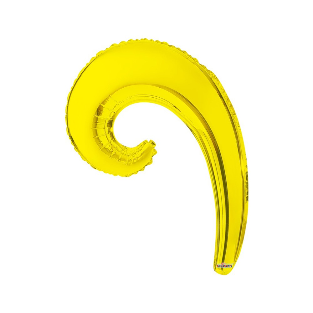 Foil Balloon 35cm Curly Yellow Valve 19997