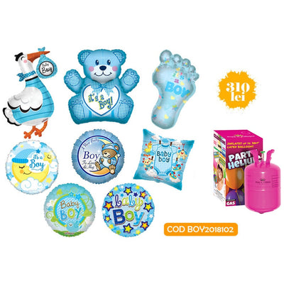 Newborn Boy Balloons Package (with helium tank) - 2018102