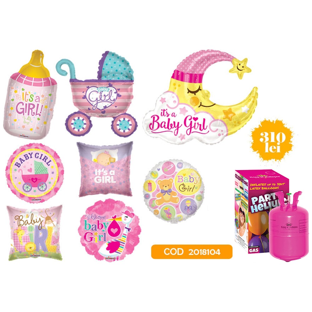 Newborn GIRL Balloon Pack (with helium tank) - 2018104