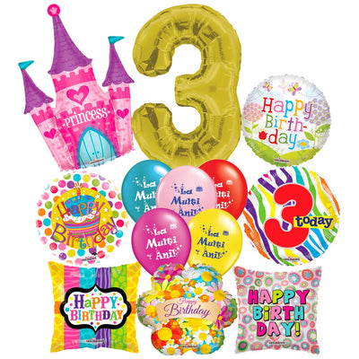 3rd Birthday Girl Balloon Pack - 2018159