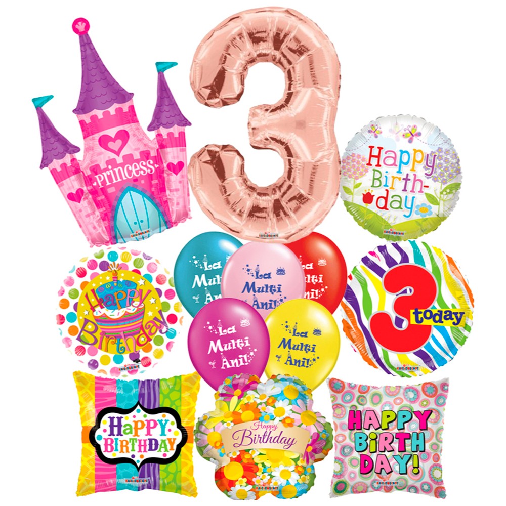 Anniversary Balloons Package 3 Years Girl - 2018161