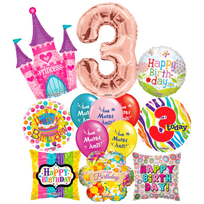 Anniversary Balloons Package 3 Years Girl - 2018161