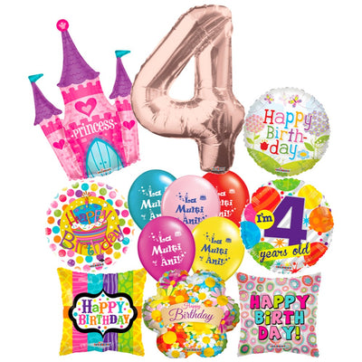 Birthday Balloons Pack 4 Years Girl - 2018167