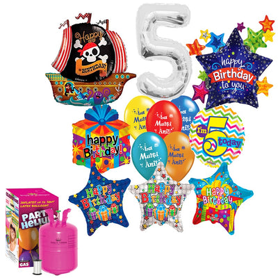 Boy's 5th Birthday Balloons Pack (with helium tank) - 2018168
