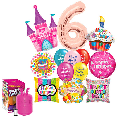 6-Year-Old Girl's Birthday Balloon Package (with Helium Tank) - 2020176