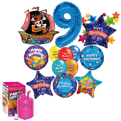 9th Birthday Boy Balloons Package (with Helium Tank) - 2020186