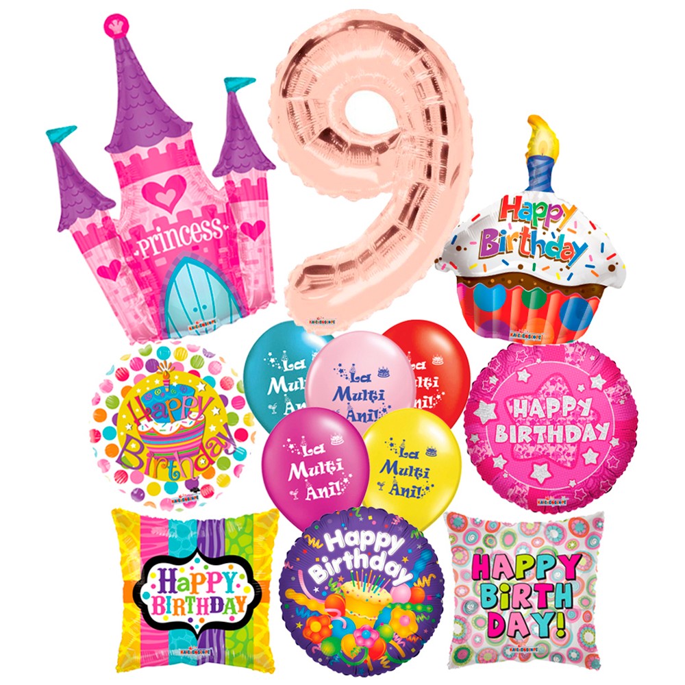 Anniversary Balloon Pack 9 Years Girl - 2020189