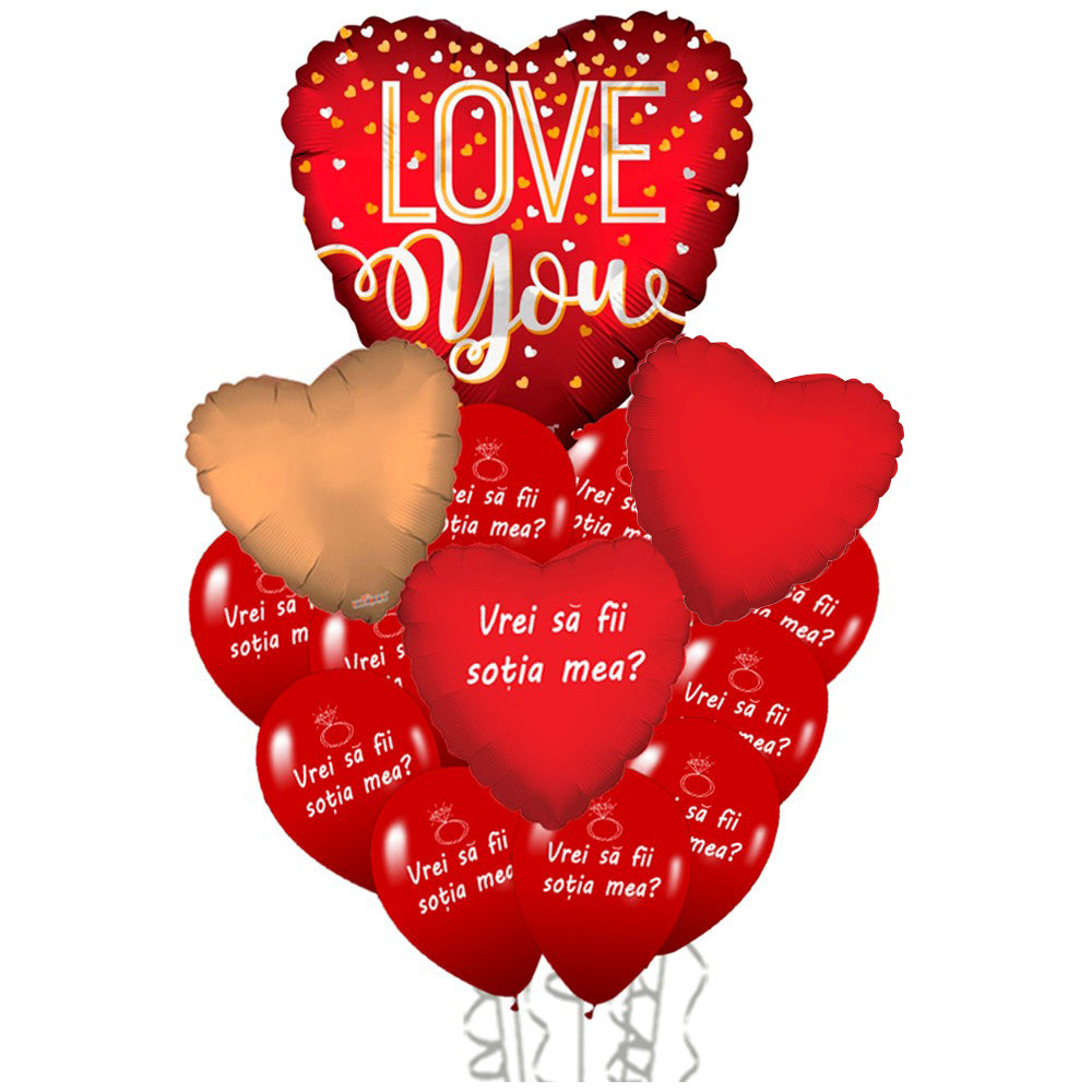 Marriage Proposal Balloons Package RO (with cylinder) - 2020504