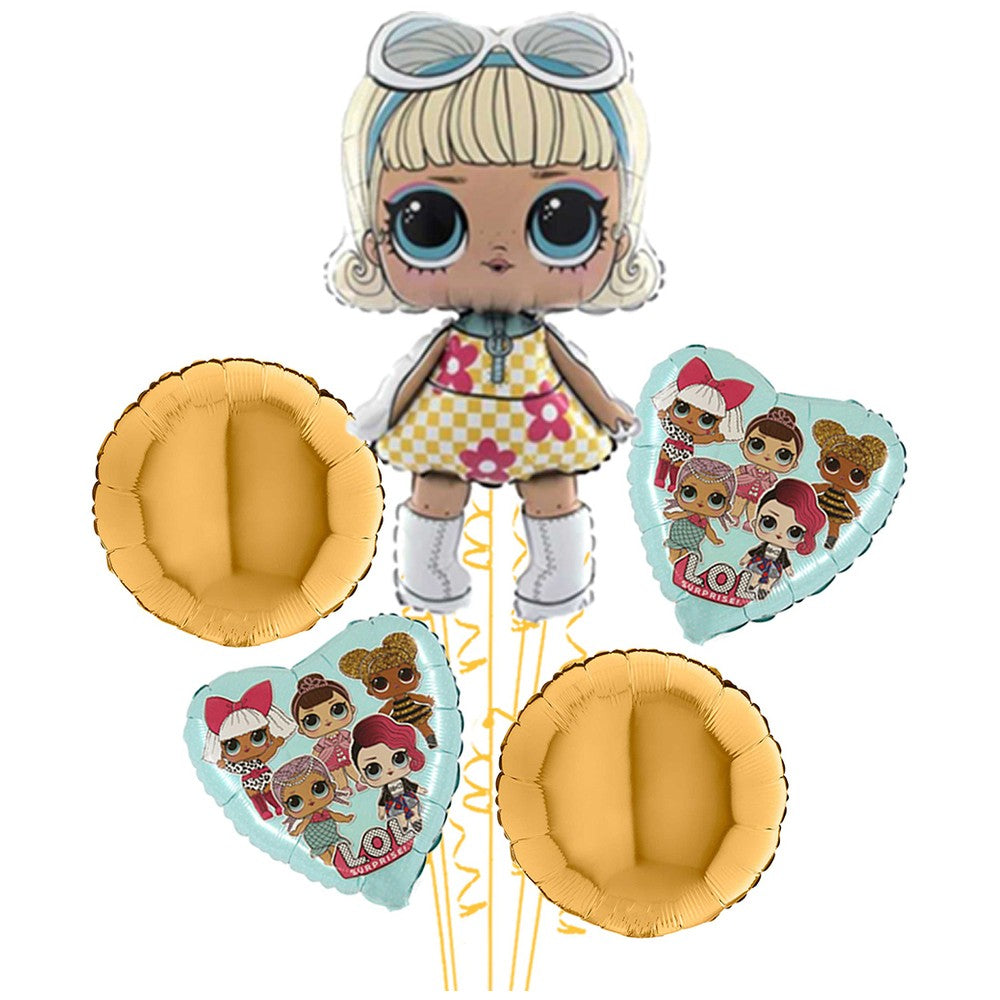 Bouquet of 5 Foil Balloons LOL Surprise Theme - Go Go Girl 2022172