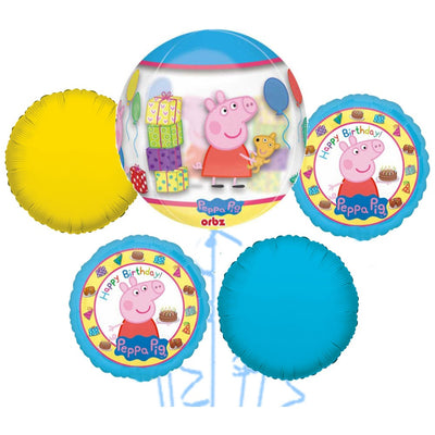 Bouquet 5 Foil Balloons Peppa Pig Theme 2022193
