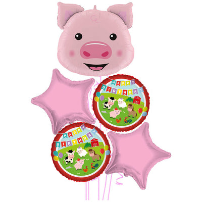 Foil Balloon Bouquet - Farm Theme - Piglet Head 2022255