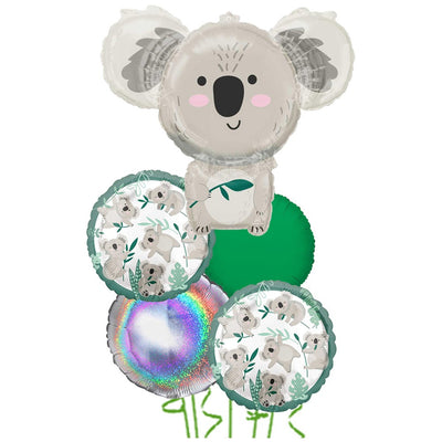 Bouquet of 5 Foil Balloons, Safari Theme - Koala 2022258