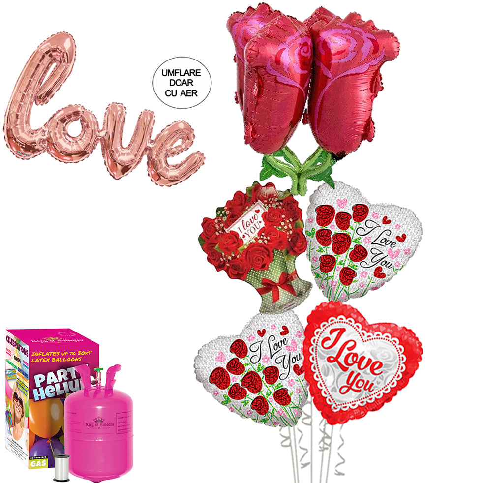 Pachet Baloane Valentine's Day (cu butelie mica)