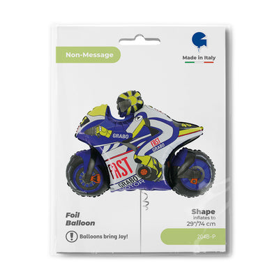 Blue Race Motorcycle Shape Foil Balloon 74cm Grabo