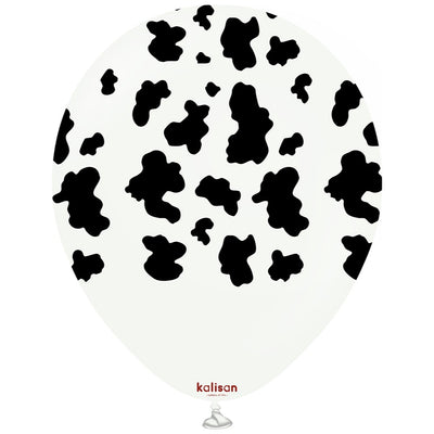 Baloane latex 30cm Safari Cow - White (Print: Black)