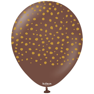 Baloane latex 30cm Safari Cheetah - Chocolate Brown (Print: Gold)