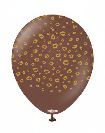 Baloane latex 30cm Safari Leopard - Chocolate Brown (Print: Gold)