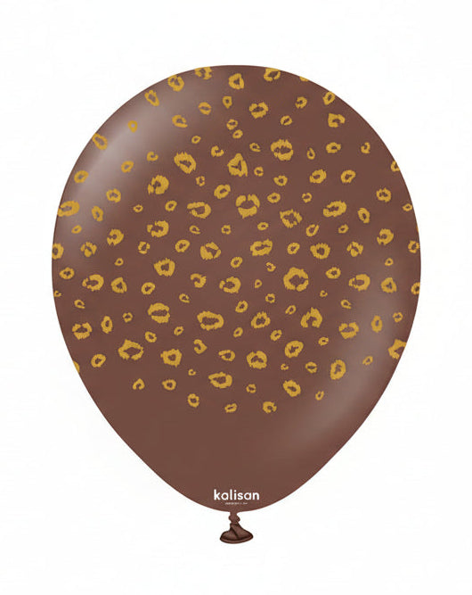 Baloane latex 30cm Safari Leopard - Chocolate Brown (Print: Gold)