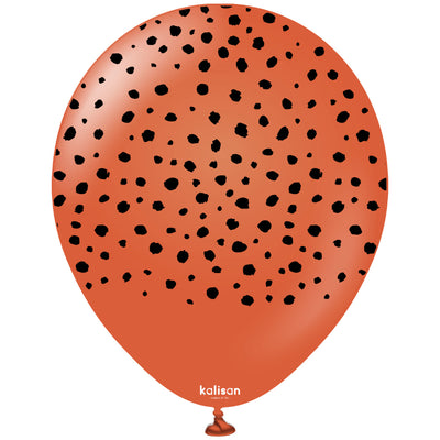 Baloane latex 30cm Safari Cheetah - Rust Orange (Print: Black)