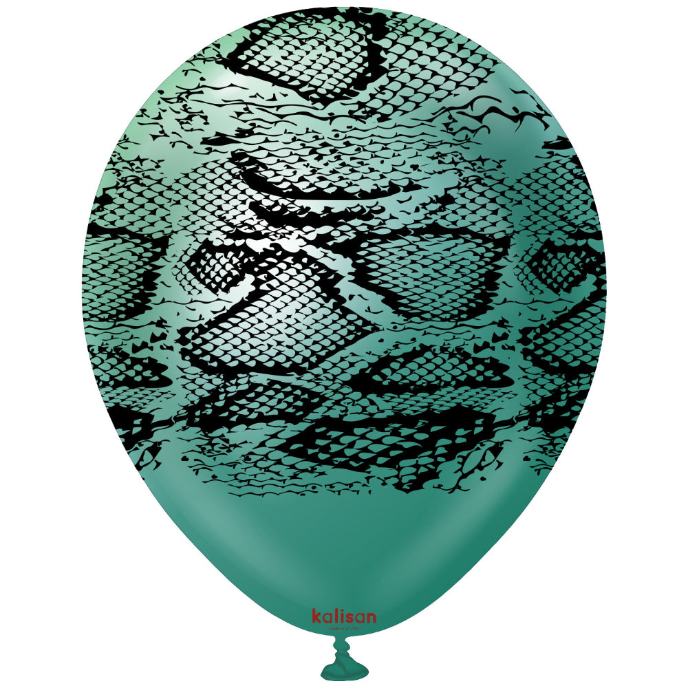 Baloane latex 30cm Safari Snake N - Mirror Green (Print: Black)
