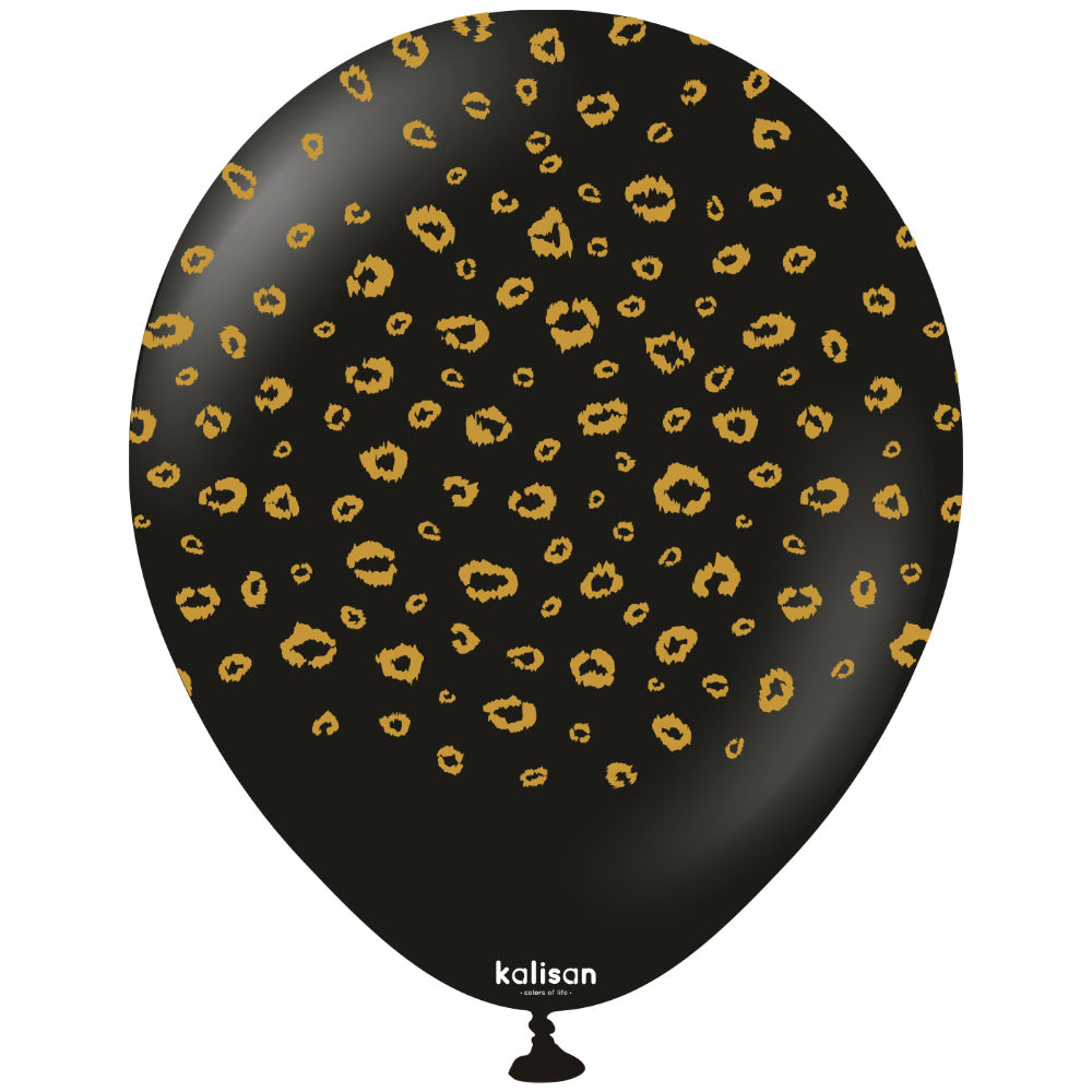 Baloane latex 30cm Safari Leopard - Black (Print - Gold)