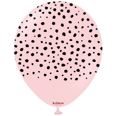 Baloane latex 30cm Safari Cheetah - Macaron Pink (Print: Black)