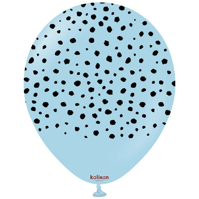 Baloane latex 30cm Safari Cheetah - Macaron Blue (Print: Black)