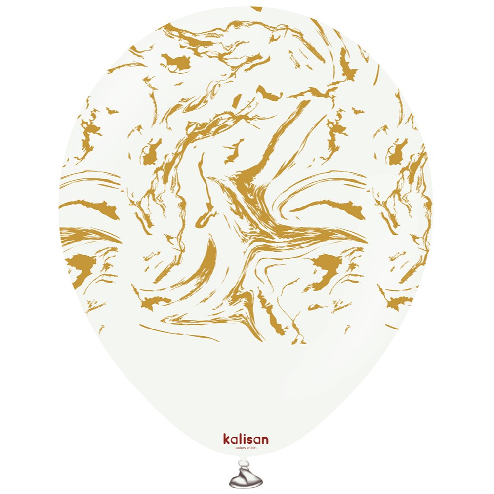 Baloane latex 30cm Space Nebula - White (Print: Gold)