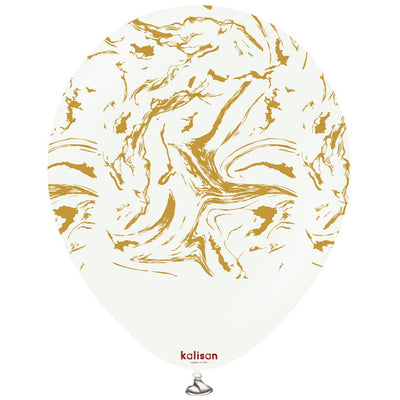 Baloane latex 30cm Space Nebula - White (Print: Gold)
