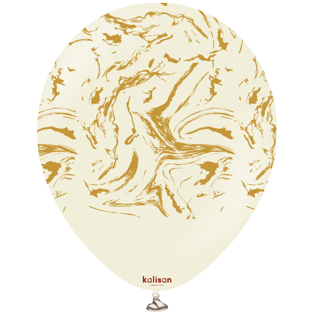 30cm Latex Balloons Space Nebula - White Sand (Print: Gold)
