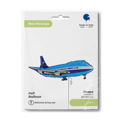 Foil Balloon Figurine Airplane Blue 97cm Grabo