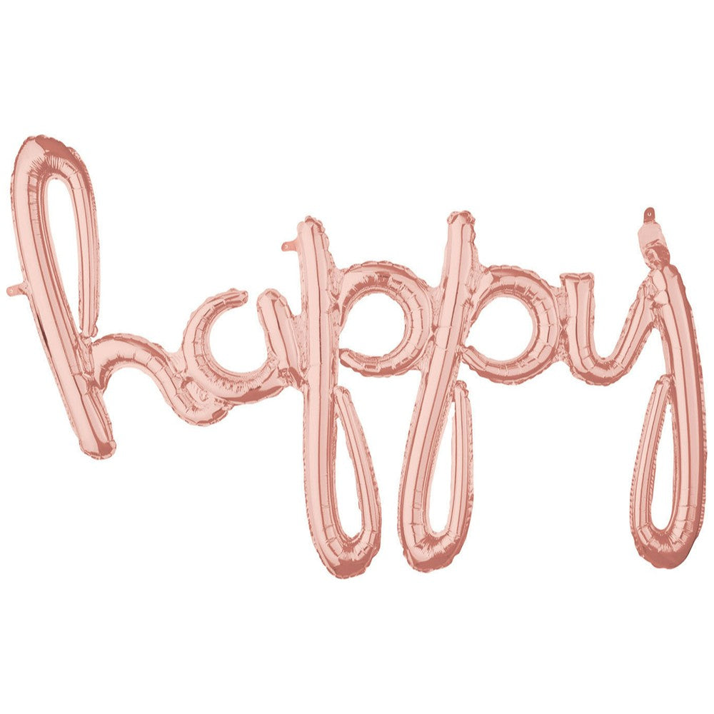 Balon Folie scris de mana Happy rose-gold 99x68cm AMS 39155 11