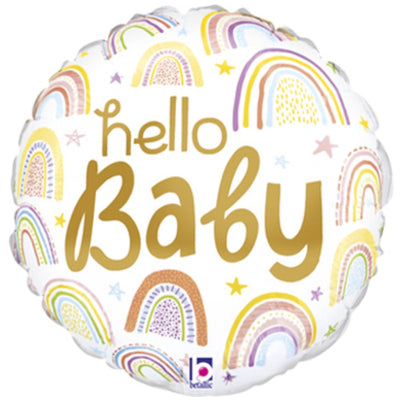 Foil Balloon Hello Baby Rainbow 19cm (AIR) Grabo