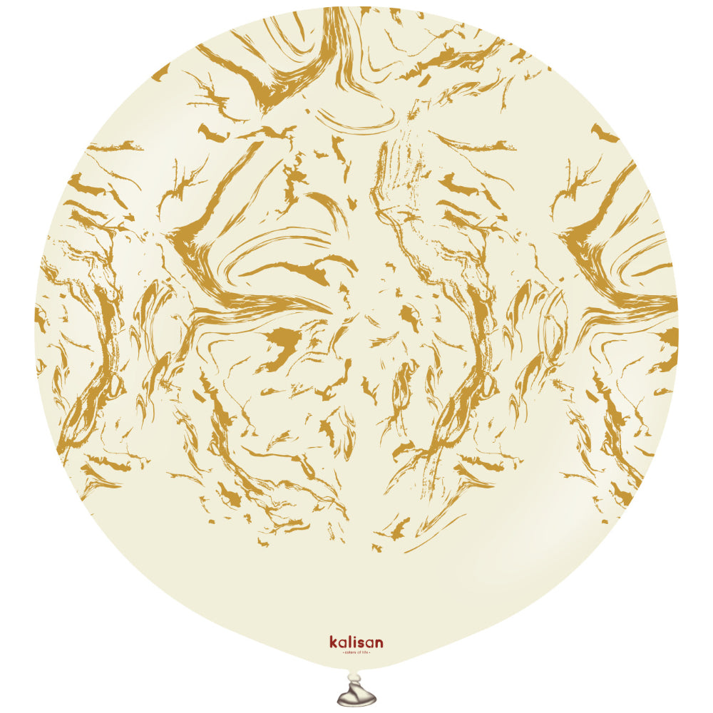 Jumbo latex balloon 60cm Space Nebula - White Sand (Print: Gold)