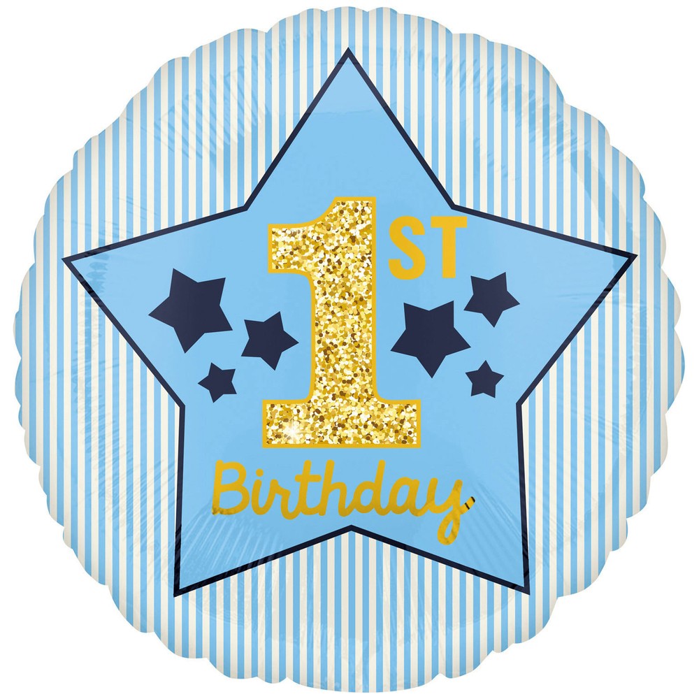 Foil Balloon First Birthday Boy 45cm AMS 40370 01