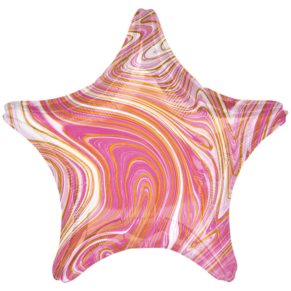 Foil Balloon Marble Star Pink 45cm AMS 42100 01