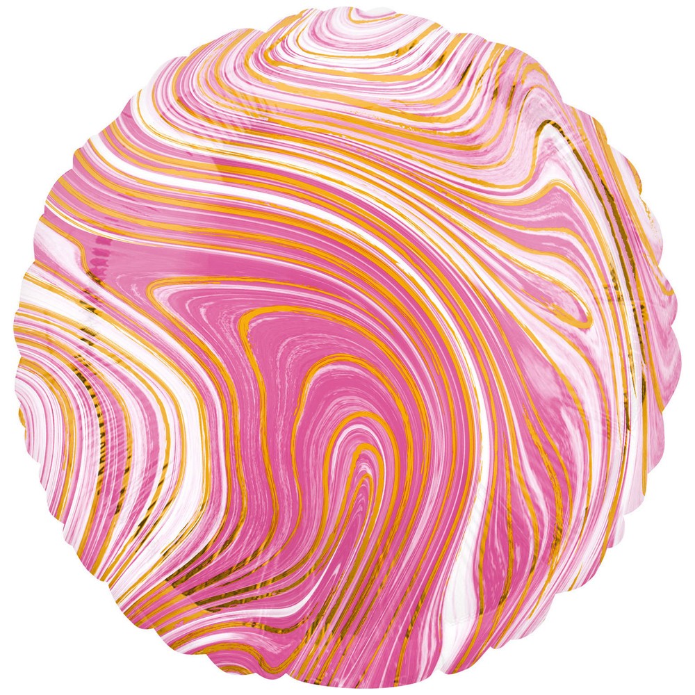 Round Pink Marble Foil Balloon 45cm AMS 42084 01