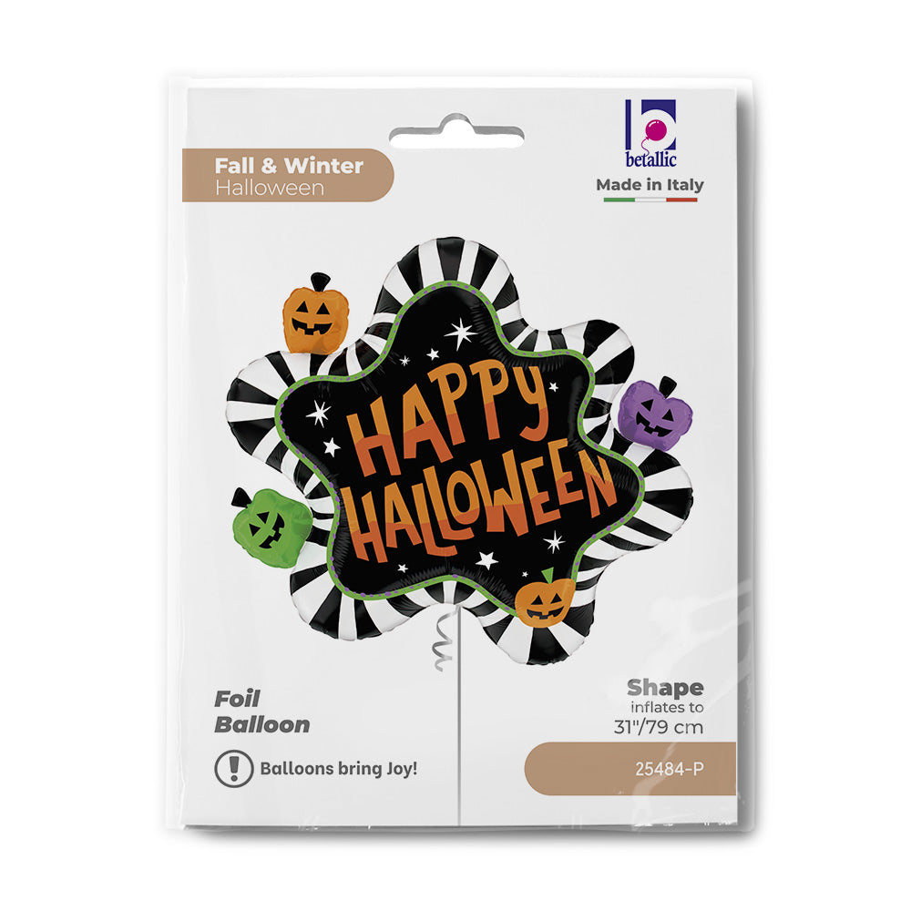 Foil Balloon Figurine Happy Halloween Stripes 79cm