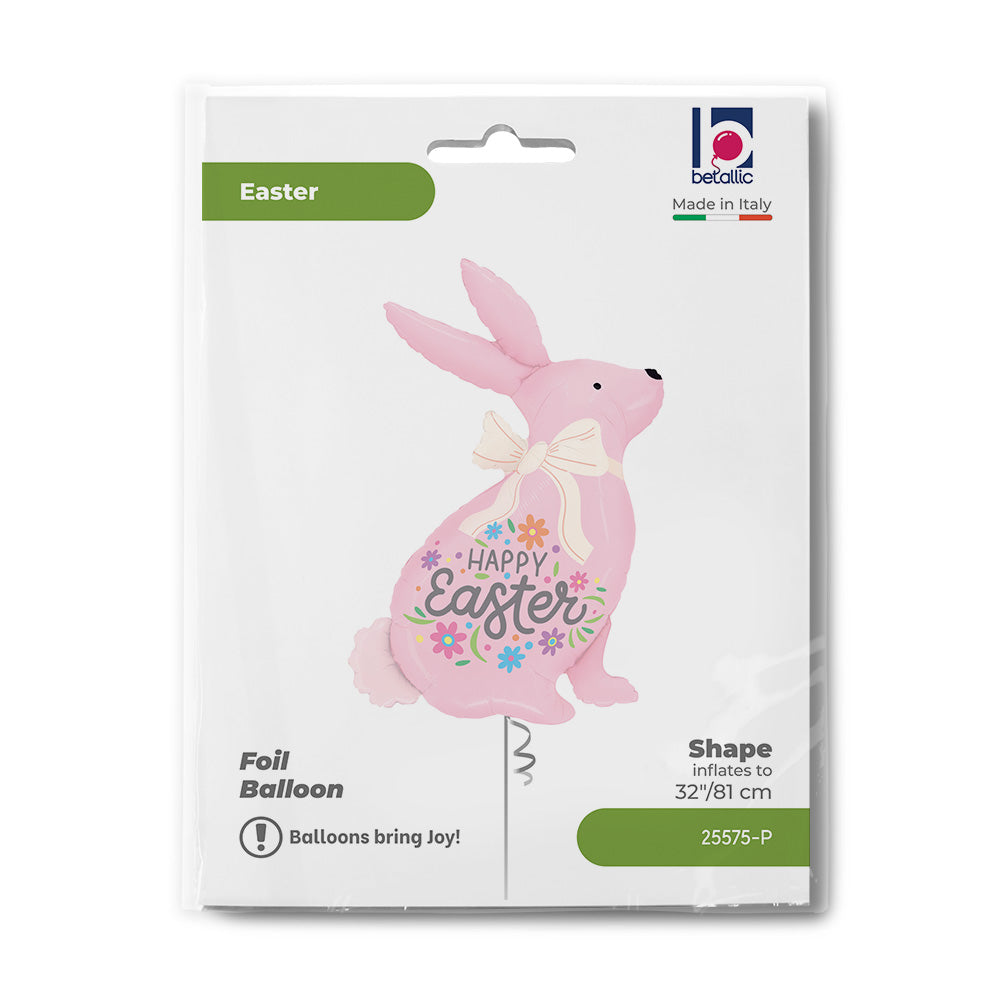 Happy Easter Pink Bunny Foil Balloon Figure 81cm