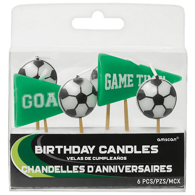 Set of 6 Football Birthday Candles 7.5cm 172902