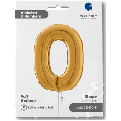 Balon Folie CIFRA 0 Auriu 66 cm Grabo