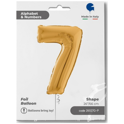 Balon Folie CIFRA 7 Auriu 66 cm Grabo