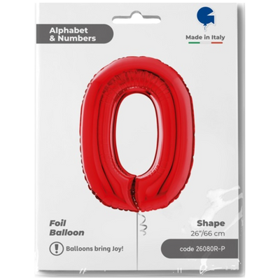 Balon Folie CIFRA 0 Rosu 66 cm Grabo