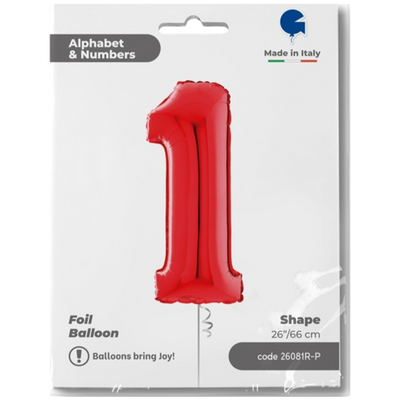 Balon Folie CIFRA 1 Rosu 66 cm Grabo