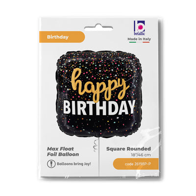 Foil Balloon Square Script HB with Confetti 46 cm Grabo