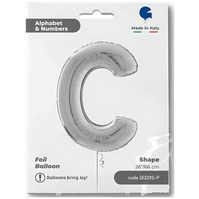 Foil Balloon LETTER C Silver 66 cm Grabo