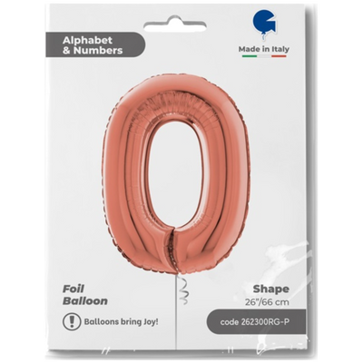 Balon Folie CIFRA 0 Rose Gold 66 cm Grabo